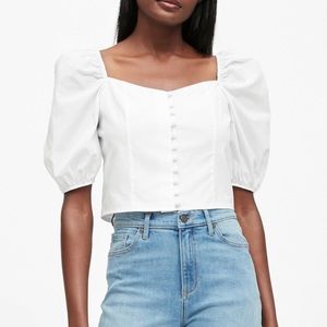 Banana Republic Puff-Sleeve Cropped Top